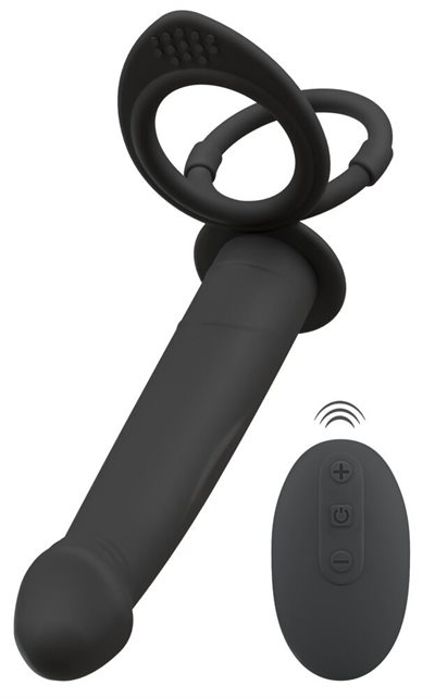 Trådløs Sort Penisring med anal vibrator